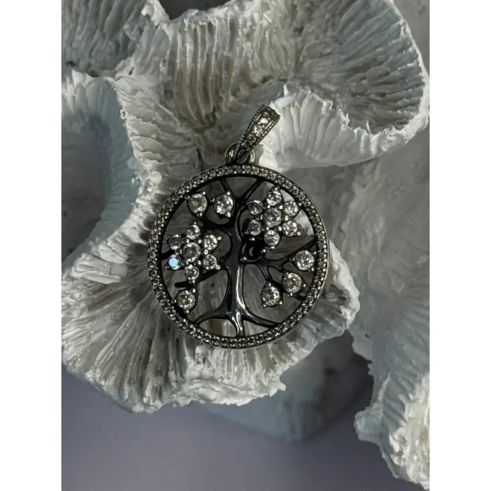 AUTHENTIC PANDORA TREE OF LIFE 925 STERLING SILVER CZ PENDANT LENGTH 1.30 INCH
